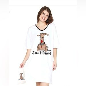 Emerson Street‎ Clothing Co. Dog Person Ladies Whimsical Nightshirt 100% Cotton